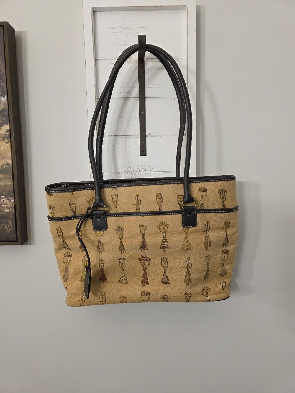 Etienne Aigner Working Women Tapestry Tote With Leather Trim